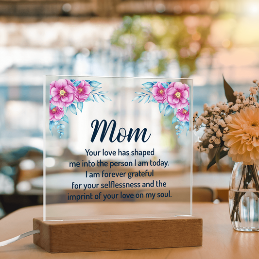 Acrylic heart Customised plaque, To my Mom Best gift on Mother's Day