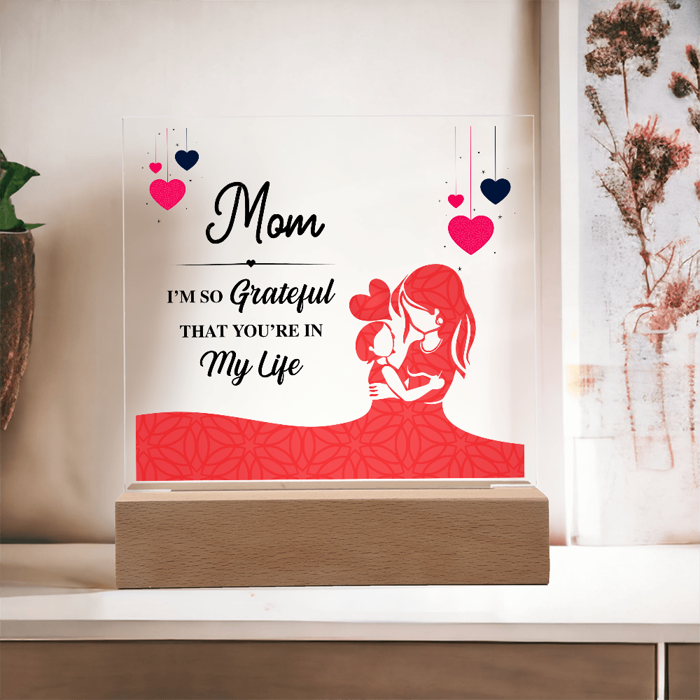 Acrylic Square Plaque With Printed Message to my MOM, Mother's Day