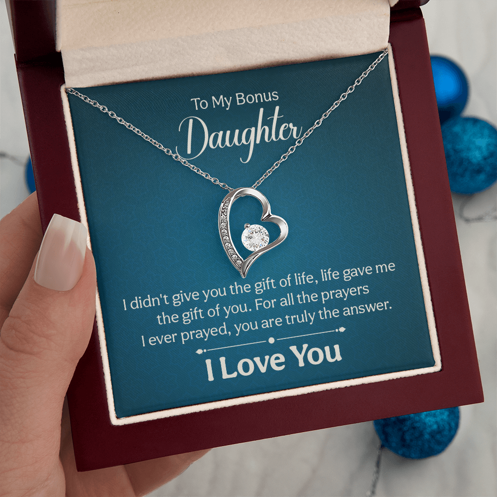 To my Bonus Daughter Necklace Message card - Gift Junction 