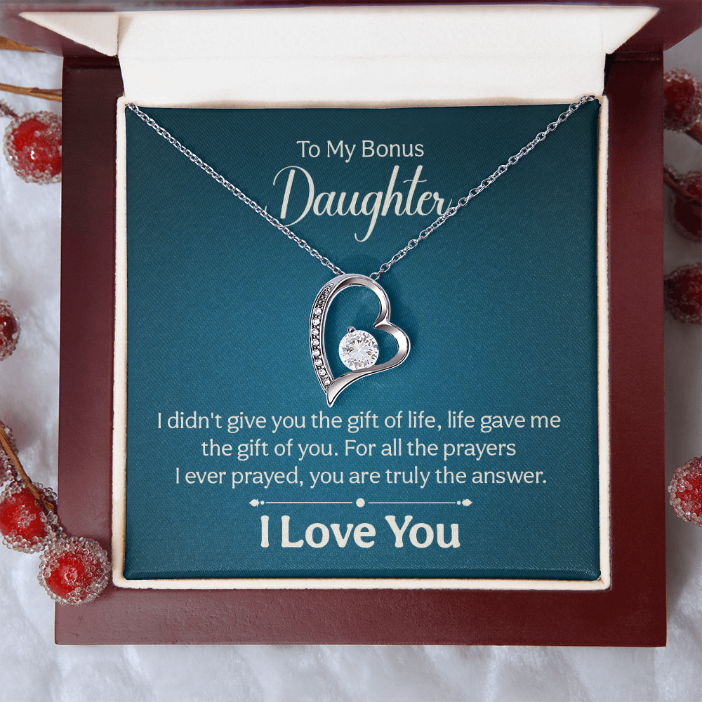 To my Bonus Daughter Necklace Message card - Gift Junction 
