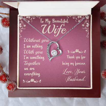 To my wife, love presenting personalized necklace gift card from Husband on Valentine's Day - Gift Junction 