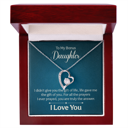 To my Bonus Daughter Necklace Message card - Gift Junction 