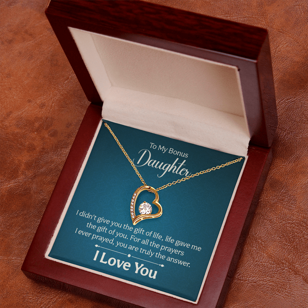 To my Bonus Daughter Necklace Message card - Gift Junction 
