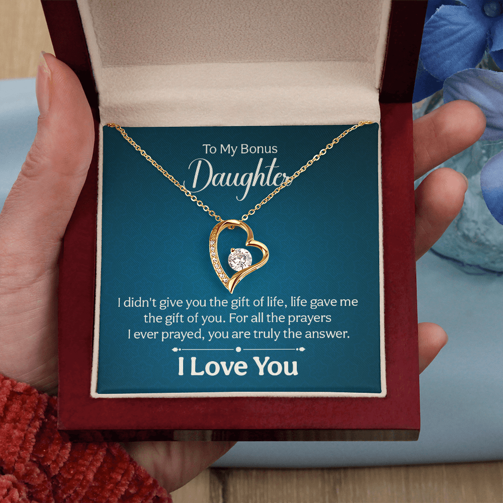 To my Bonus Daughter Necklace Message card - Gift Junction 