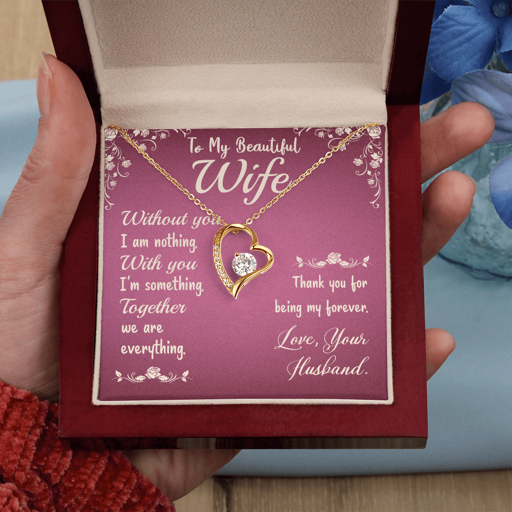 To my wife, love presenting personalized necklace gift card from Husband on Valentine's Day - Gift Junction 