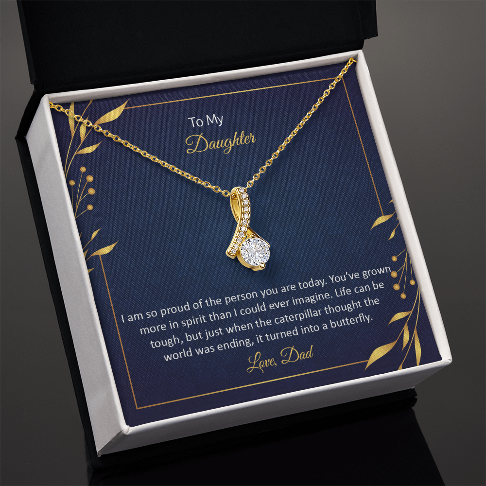 To my Daughter, Beautiful Customised message card Necklace Gift printed, from DAD/Mom - Gift Junction 