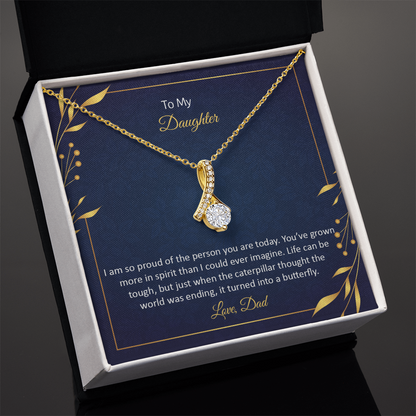 To my Daughter, Beautiful Customised message card Necklace Gift printed, from DAD/Mom - Gift Junction 