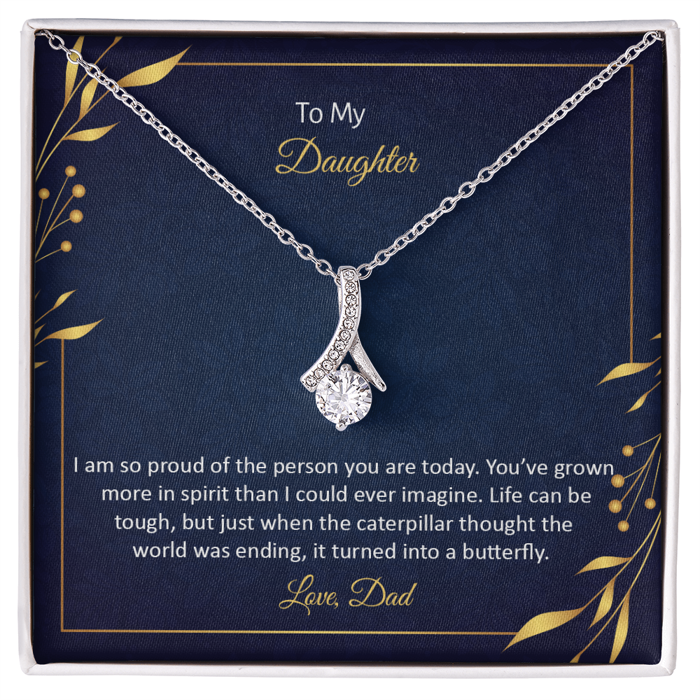 To my Daughter, Beautiful Customised message card Necklace Gift printed, from DAD/Mom - Gift Junction 