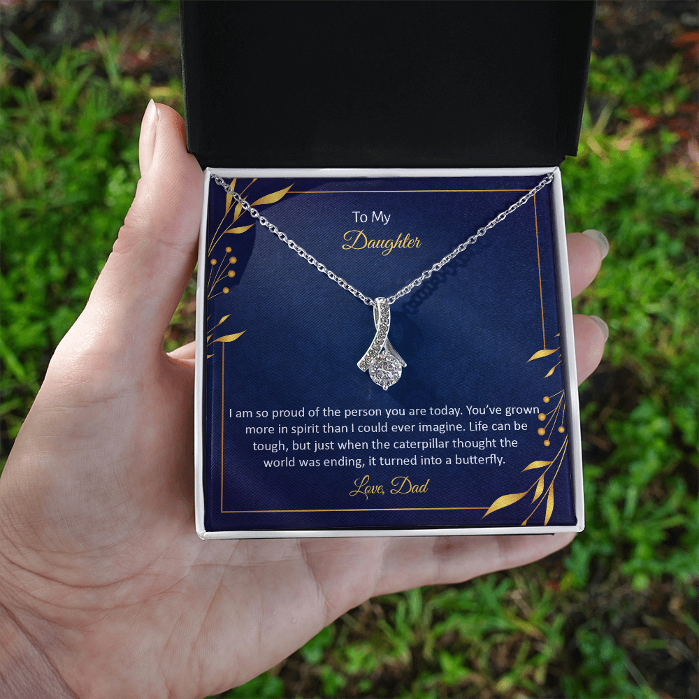 To my Daughter, Beautiful Customised message card Necklace Gift printed, from DAD/Mom - Gift Junction 