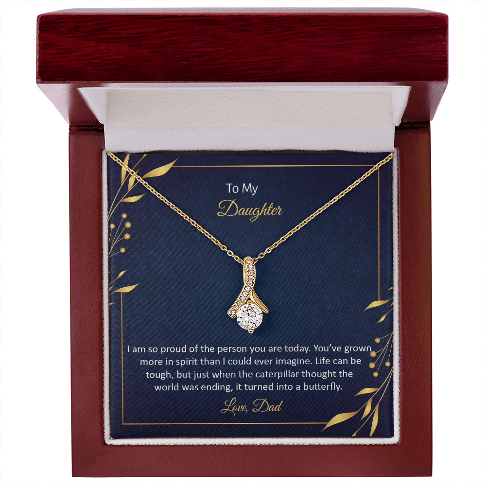 To my Daughter, Beautiful Customised message card Necklace Gift printed, from DAD/Mom - Gift Junction 