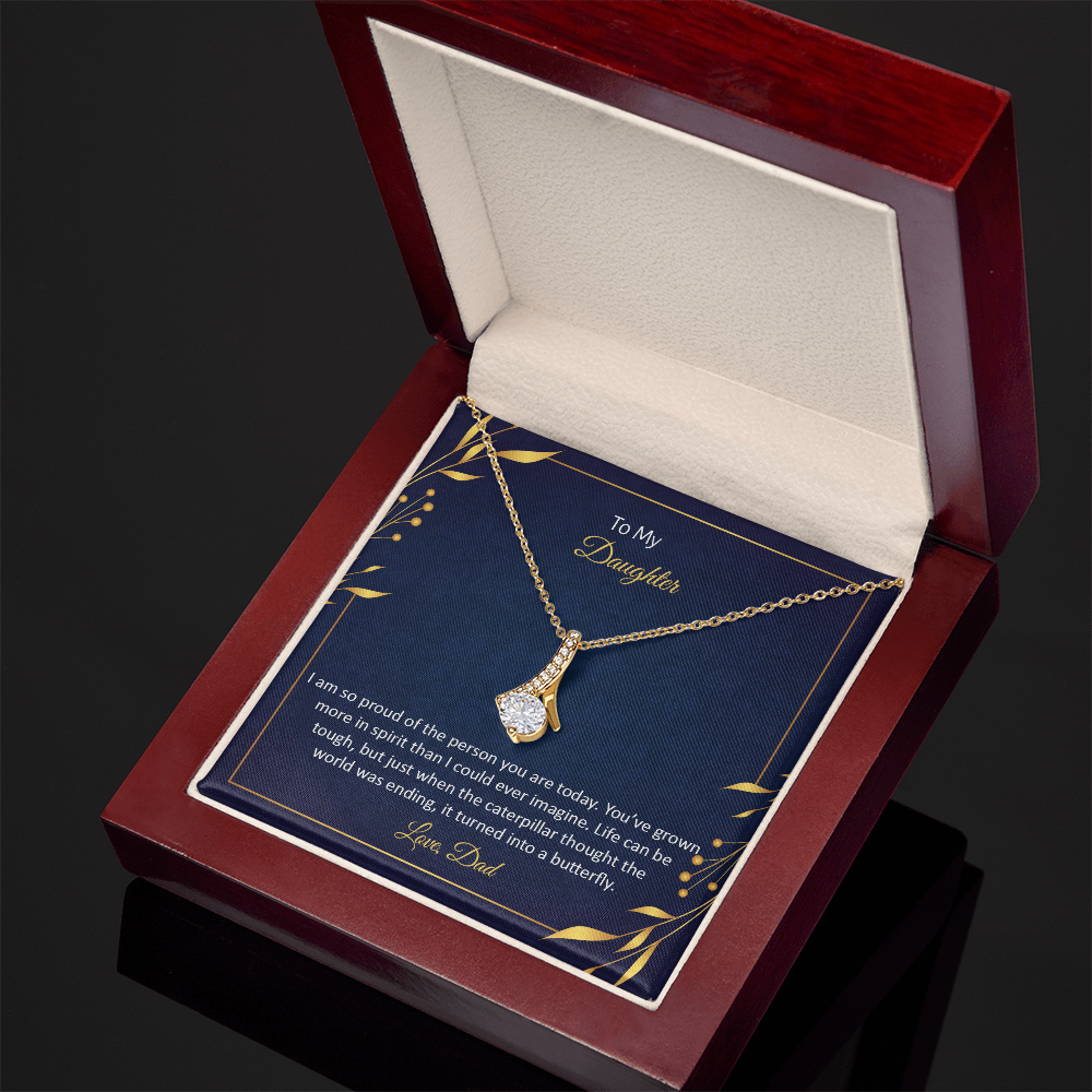 To my Daughter, Beautiful Customised message card Necklace Gift printed, from DAD/Mom - Gift Junction 