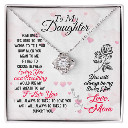 Heart Knot Necklace for Daughter – A Meaningful Gift from Mom with Love Message Card, Birthday Gift - Gift Junction 