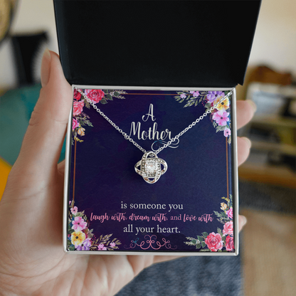 To my Mom Love knot necklace with message card, Gift on Mother's Day
