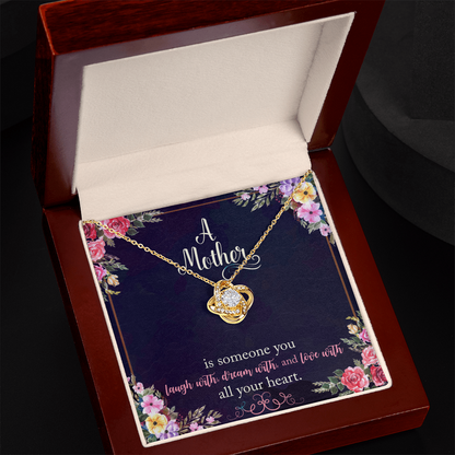 To my Mom Love knot necklace with message card, Gift on Mother's Day
