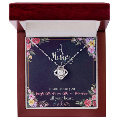 To my Mom Love knot necklace with message card, Gift on Mother's Day