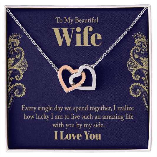 To My Wife interlocking Heart Shaped Presents for Her, Valentines Day Birthday Present for Her GF Wife - Gift Junction 