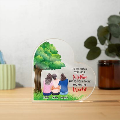 Personalized Mother & Daughters Acrylic Art – “To the World You Are a Mother” Custom Family Gift for Mom, Mother's Day Keepsake - Gift Junction 