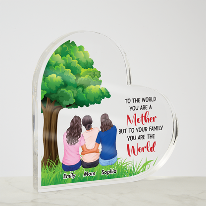 Personalized Mother & Daughters Acrylic Art – “To the World You Are a Mother” Custom Family Gift for Mom, Mother's Day Keepsake - Gift Junction 