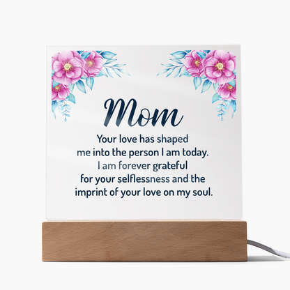 Acrylic heart Customised  plaque, To my Mom Best gift on Mother's Day