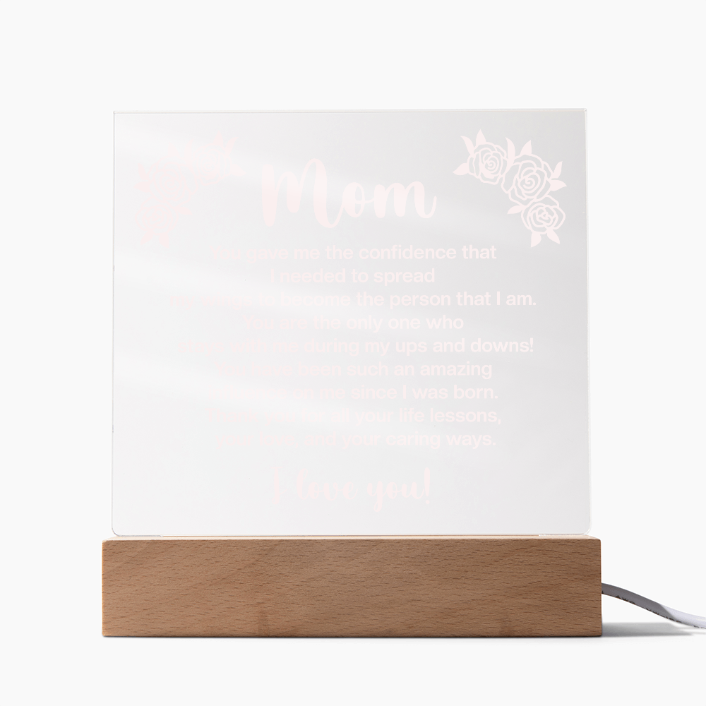 To My Mom, Acrylic Square plaque with customised message and design