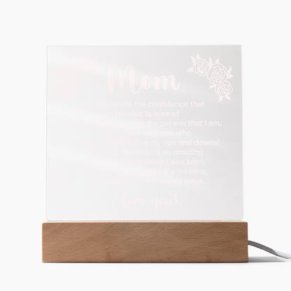 To My Mom, Acrylic Square plaque with customised message and design