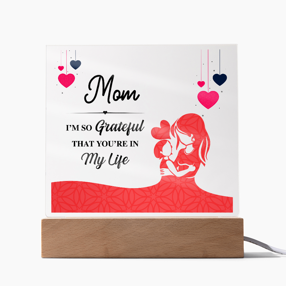 Acrylic Square Plaque With Printed Message to my MOM, Mother's Day