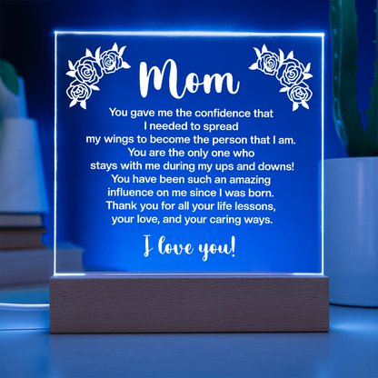 To My Mom, Acrylic Square plaque with customised message and design