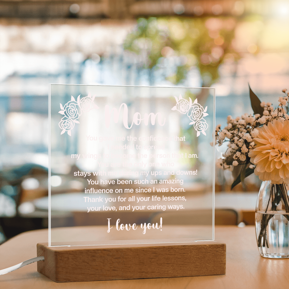 To My Mom, Acrylic Square plaque with customised message and design