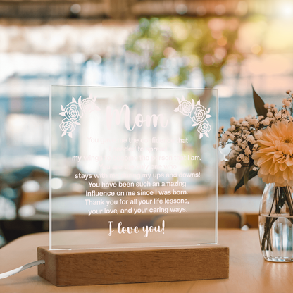 To My Mom, Acrylic Square plaque with customised message and design