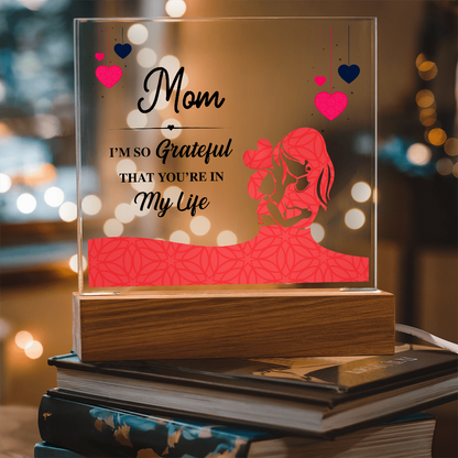 Acrylic Square Plaque With Printed Message to my MOM, Mother's Day