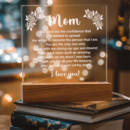 To My Mom, Acrylic Square plaque with customised message and design