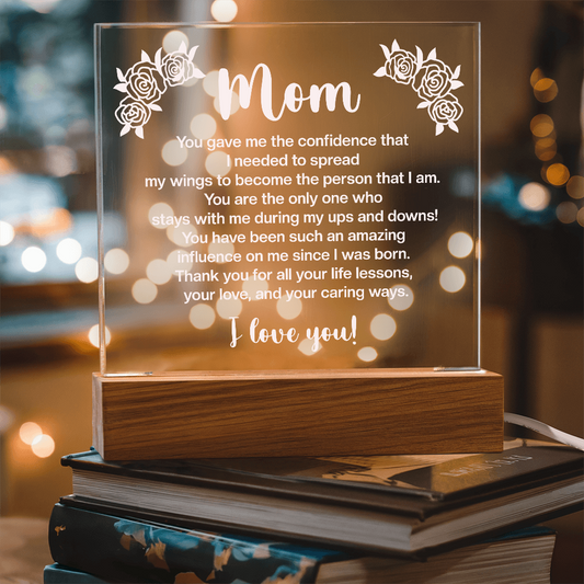 To My Mom, Acrylic Square plaque with customised message and design