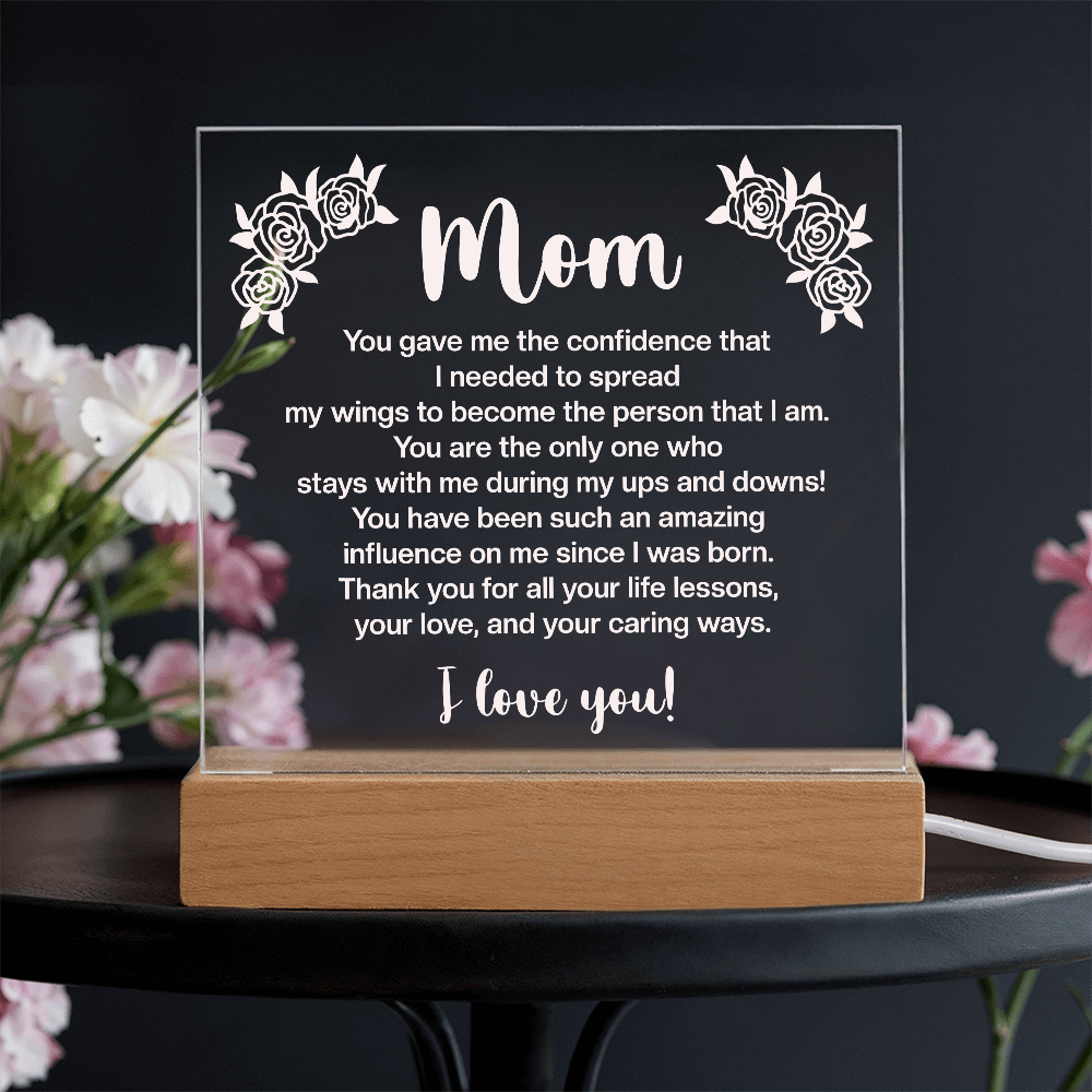 To My Mom, Acrylic Square plaque with customised message and design