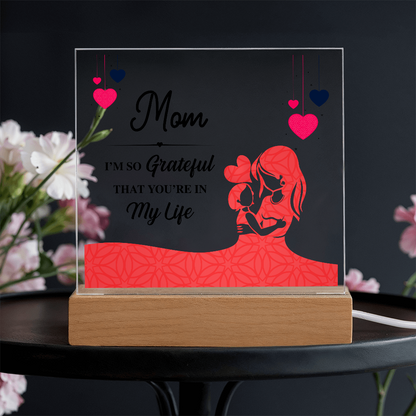 Acrylic Square Plaque With Printed Message to my MOM, Mother's Day