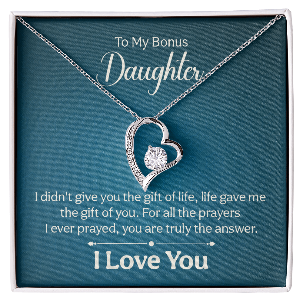 To my Bonus Daughter Necklace Message card - Gift Junction 