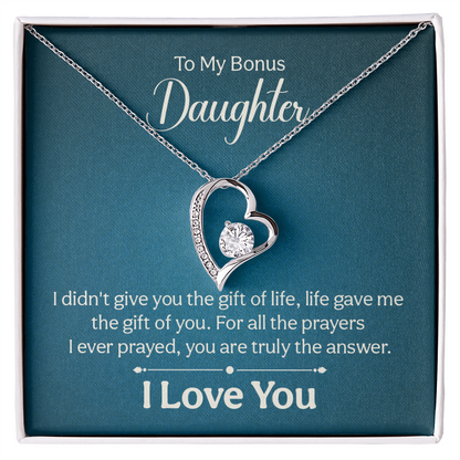 To my Bonus Daughter Necklace Message card - Gift Junction 
