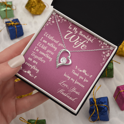 To my wife, love presenting personalized necklace gift card from Husband on Valentine's Day - Gift Junction 