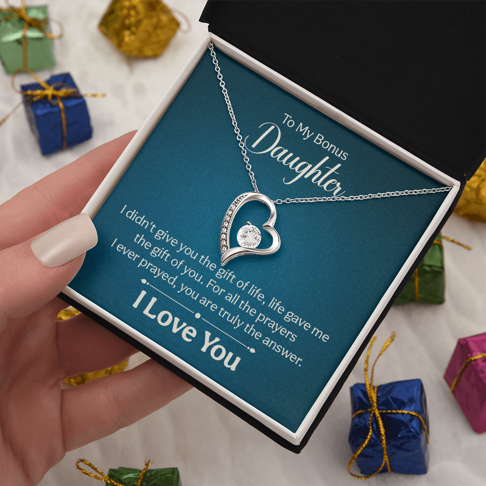 To my Bonus Daughter Necklace Message card - Gift Junction 