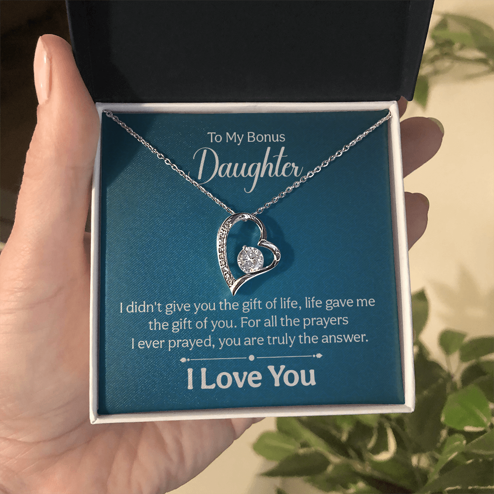 To my Bonus Daughter Necklace Message card - Gift Junction 