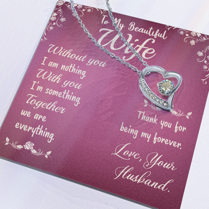 To my wife, love presenting personalized necklace gift card from Husband on Valentine's Day - Gift Junction 