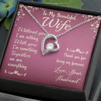 To my wife, love presenting personalized necklace gift card from Husband on Valentine's Day - Gift Junction 