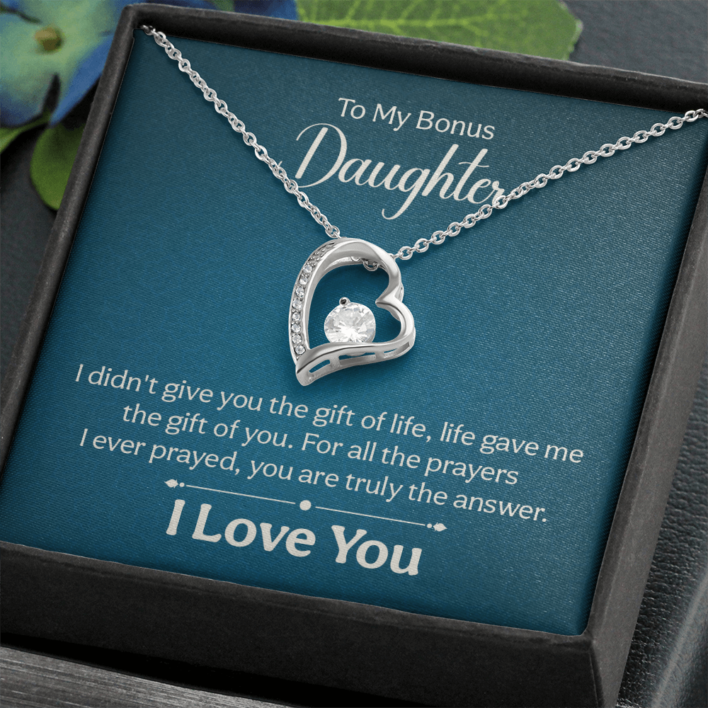 To my Bonus Daughter Necklace Message card - Gift Junction 