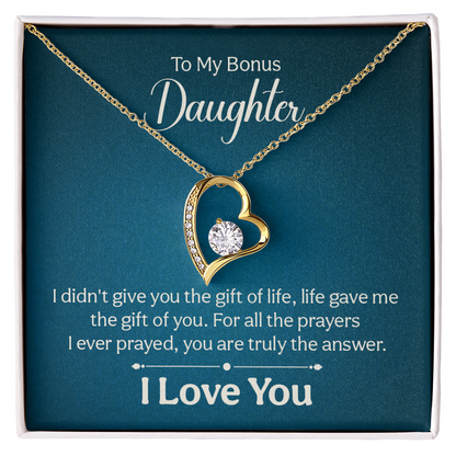 To my Bonus Daughter Necklace Message card - Gift Junction 