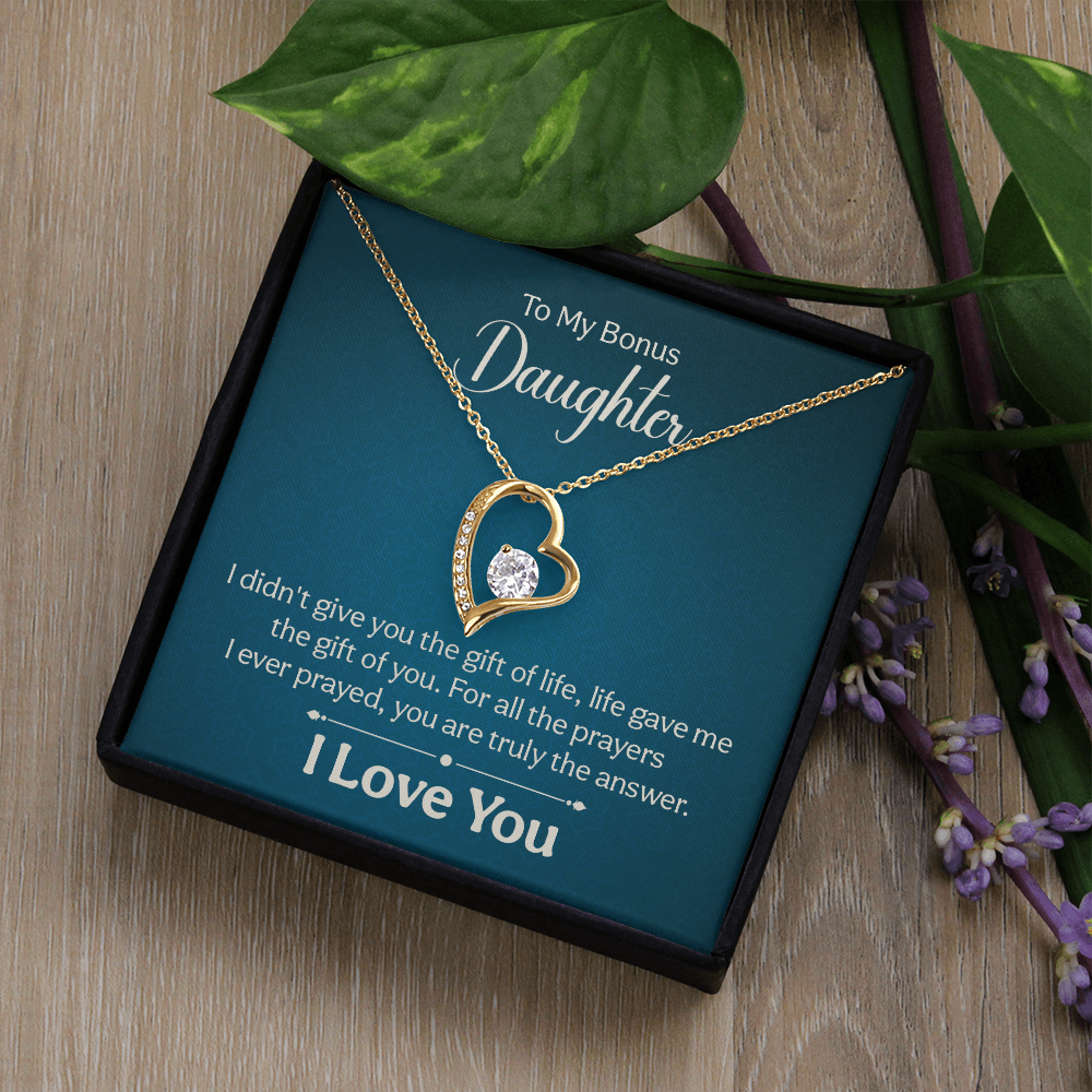 To my Bonus Daughter Necklace Message card - Gift Junction 