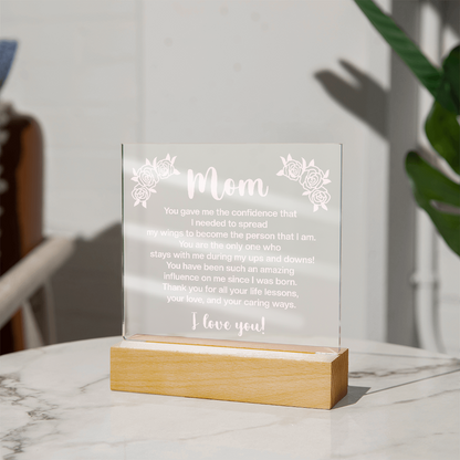 To My Mom, Acrylic Square plaque with customised message and design