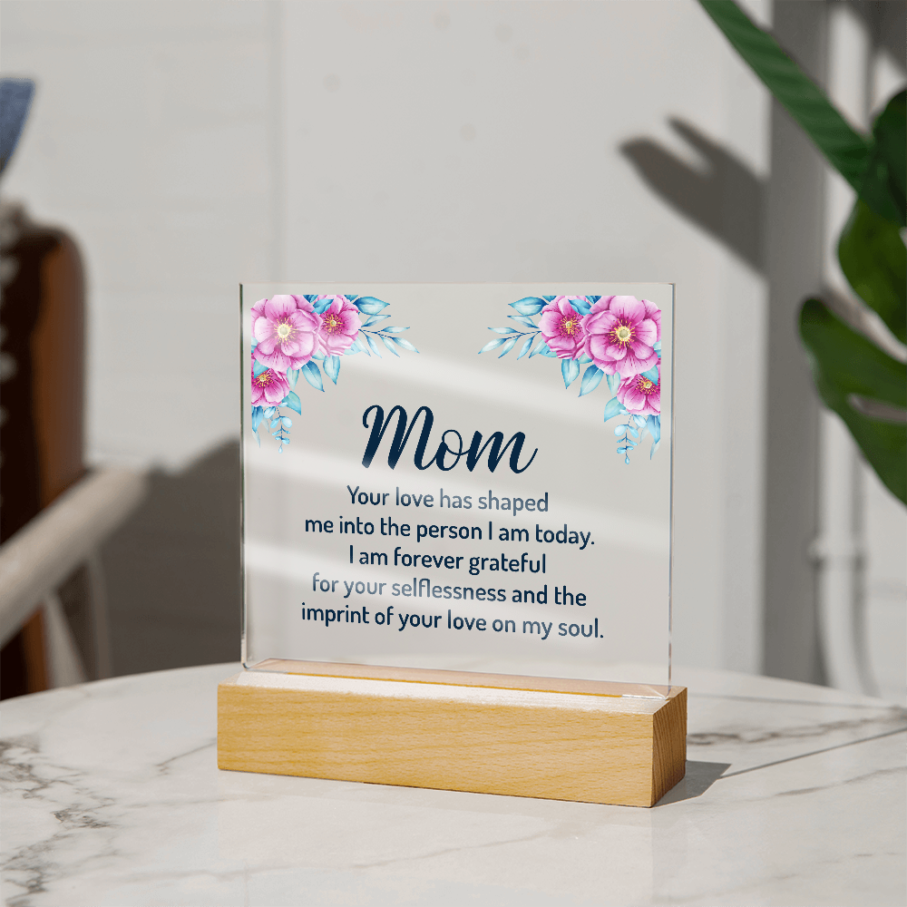 Acrylic heart Customised  plaque, To my Mom Best gift on Mother's Day