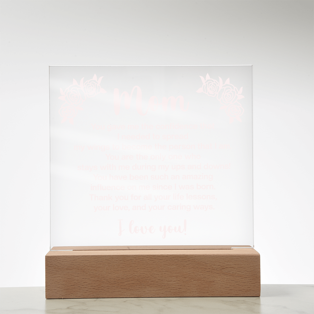 To My Mom, Acrylic Square plaque with customised message and design