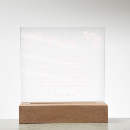 To My Mom, Acrylic Square plaque with customised message and design