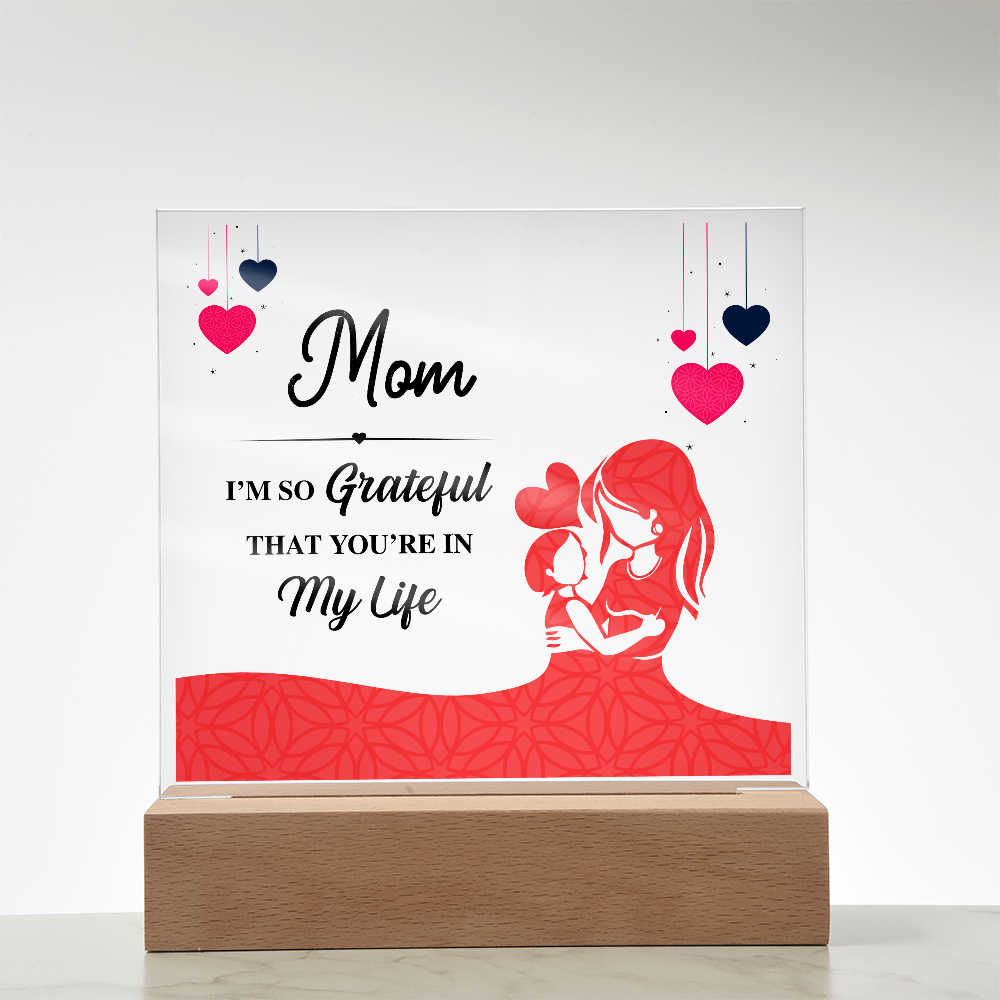 Acrylic Square Plaque With Printed Message to my MOM, Mother's Day