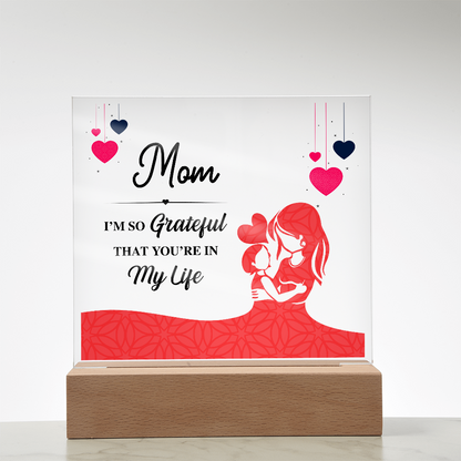 Acrylic Square Plaque With Printed Message to my MOM, Mother's Day